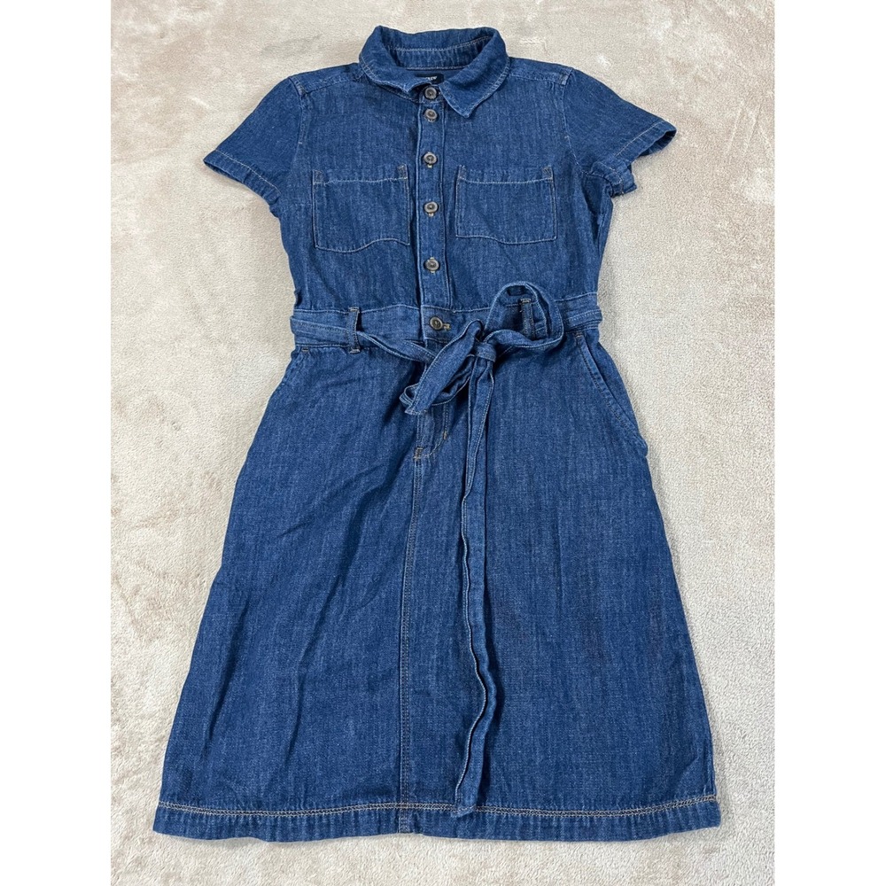 J. Crew Factory Denim Utility Mini Dress Women' Size 2 Small blue denim EUC